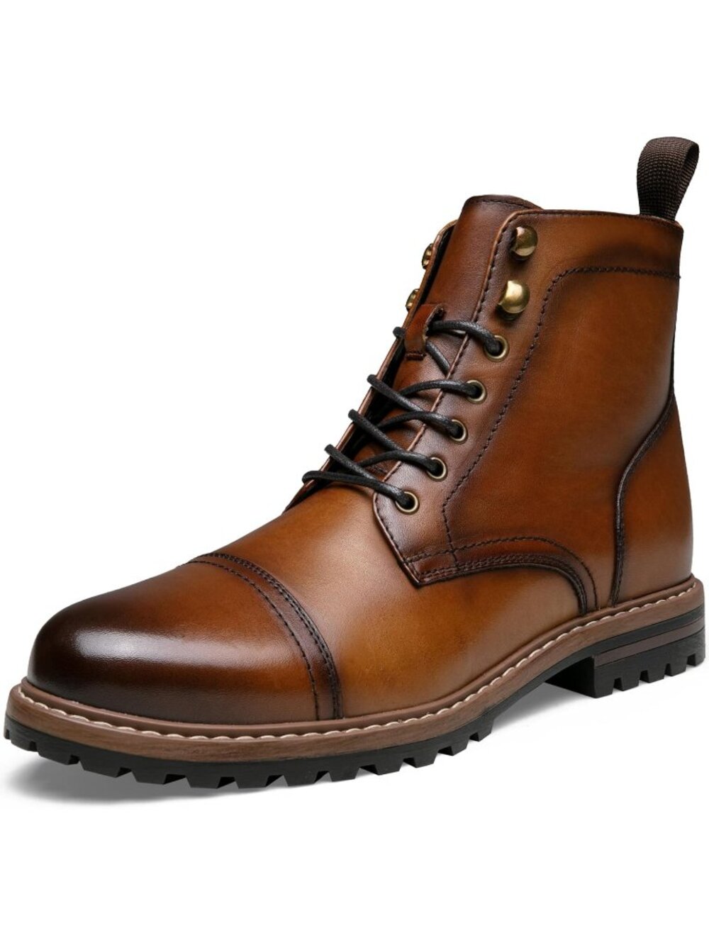 Men's Brown 1 Boots Premium Leather Cap Toe Casual Boots Chukka Dress Boots